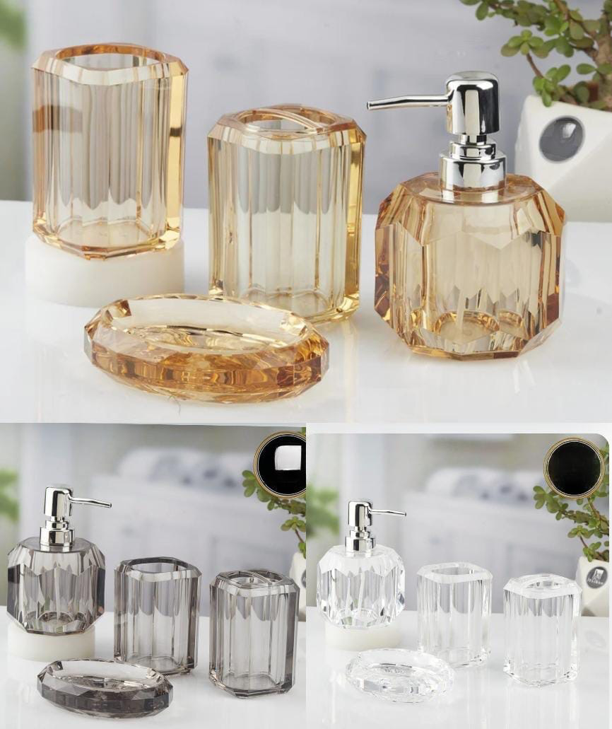 Acrylic Bathroom Set, Crystal Glass Soap Dispenser, Crystal Bathroom Decoration Accessories Set Of 4, Acrylic Bathroom Accessory Set Acrylic Bathroom Set, Crystal Glass Soap Dispenser, Crystal Bathroom Decoration Accessories Set Of 4, Acrylic Bathroom Accessory Set